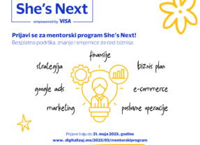 Otvorene prijave za mentorski program u okviru Visa She’s Next projekta u Crnoj Gori